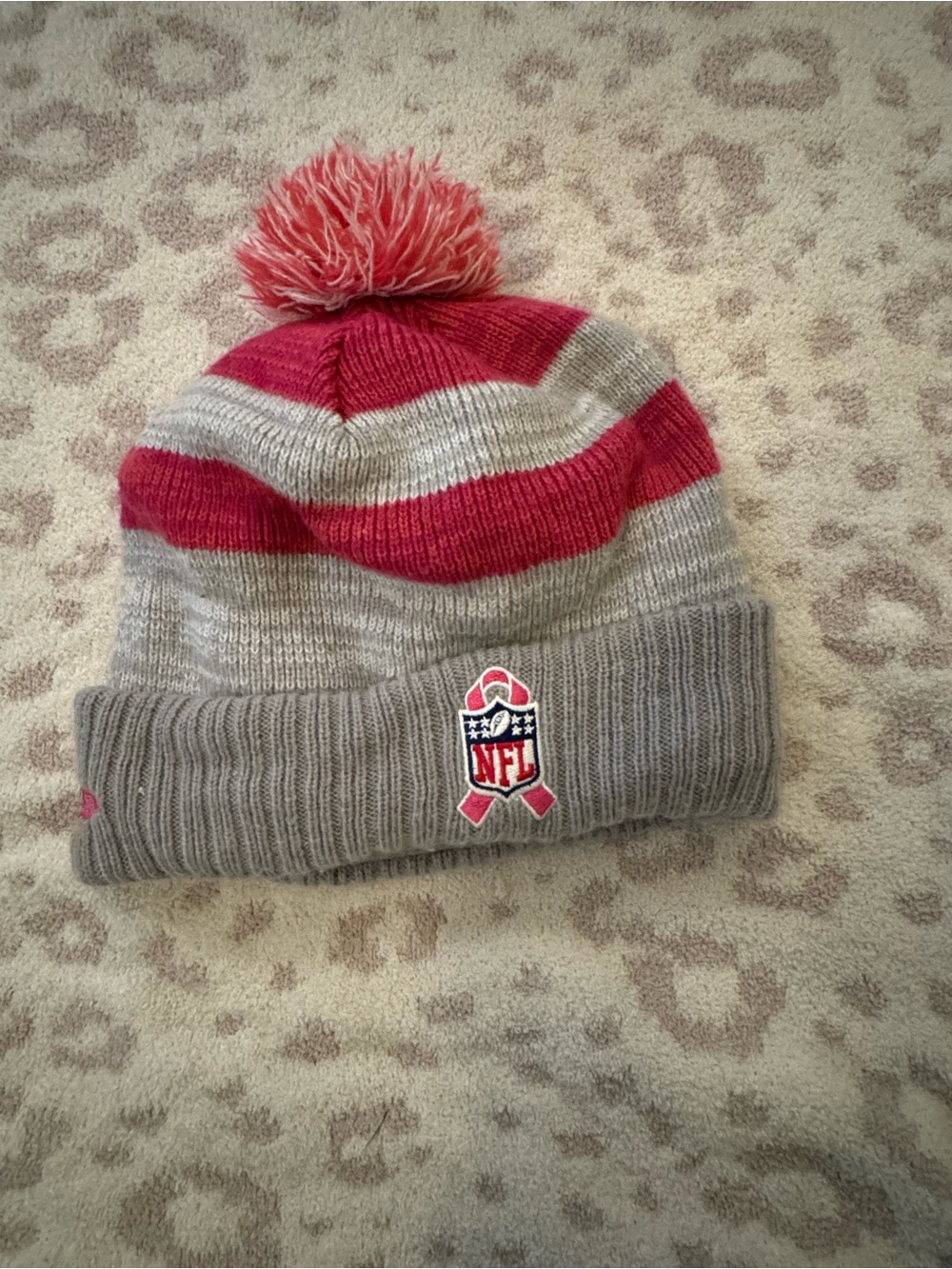 NFL Pink & Gray Pom Beanie